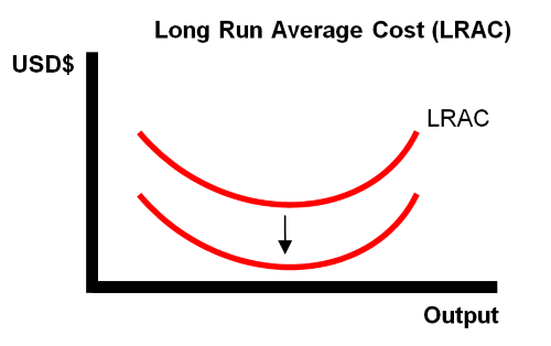 Long Run Average Cost (LRAC) and external economies of scale.